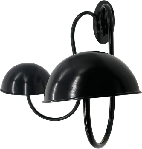 Miniatura 2 de Owlgift Moderno estante de metal montado en la pared para sombreros/peluca soporte de exhibición con 2 ganchos circulares para sombreros, color negro