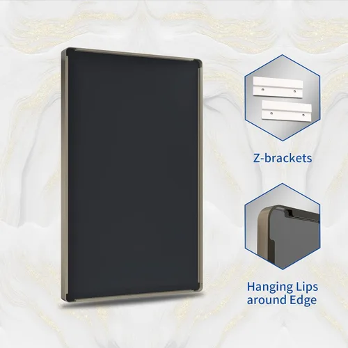 Miniatura 7 de WEER - Espejo de baño de 22x30 pulgadas en bronce para tocador, espejo rectangular redondeado con marco de metal cepillado en bronce con vidrio
