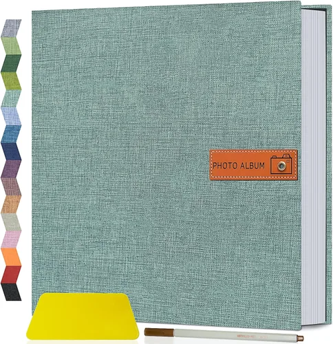 Miniatura 41 de Popotop Álbum de fotos grande autoadhesivo 4x6 5x7 8x10, álbum de recortes DIY, libro de fotos, regalos para mamá, familia, bebé y boda, con Azul