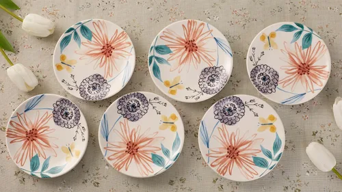 Miniatura 5 de Bico Blossom Symphony - Juego de 6 platos pequeños de 6 pulgadas de cerámica para aperitivos, postres, para bocadillos, ensaladas, decoración