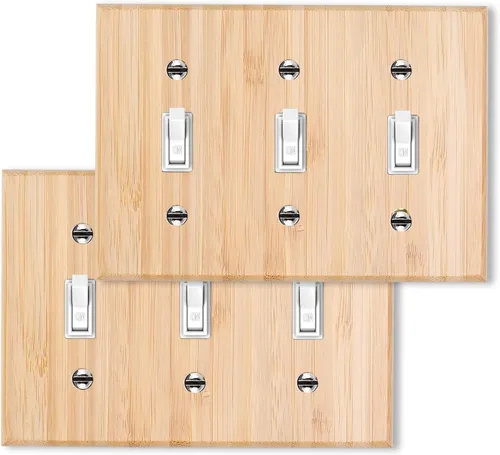 Miniatura 8 de 4 placas de interruptor de luz de palanca simple de madera maciza de 4.5 x 2.76 pulgadas, cubierta de interruptor de luz de bambú de calidad
