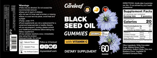 Miniatura 2 de Gomitas de aceite de semilla negra con cúrcuma y granada Suplemento antioxidante de 200 mg para apoyo inmunológico, salud de la piel y el corazón