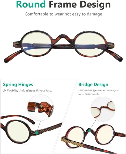 Miniatura 3 de Eyekepper Lentes de filtro de luz azul, lentes de computadora, lectores de bloqueo redondo pequeño con bisagras de resorte, Lente Lente