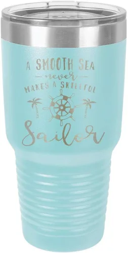 Miniatura 14 de Un mar suave nunca hace un sillón hábil grabado de 325 ml vaso de acero con recubrimiento de polvo grabado por láser taza de viaje de camello polar