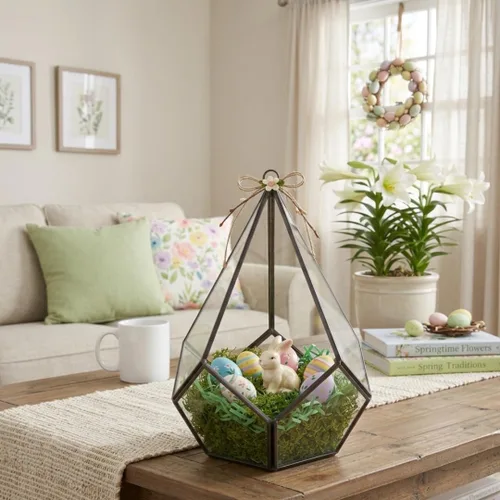 Miniatura 6 de D'Eco - Centro de mesa con forma de lágrima de cristal (6 x 6 x 7 pulgadas), terrario para mesa o colgante, decoración de primavera para el hogar