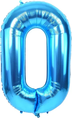 TONIFUL Globo azul de números grandes de 40 pulgadas 0-9 de aluminio Mylar gran número 0 globo digital 0 para graduación 2026, fiesta de cumpleaños,