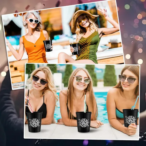 Miniatura 4 de Uiifan 30 tazas de bola de discoteca para fiesta de discoteca de 16 onzas reutilizables de plástico para despedida de soltera para vaquera