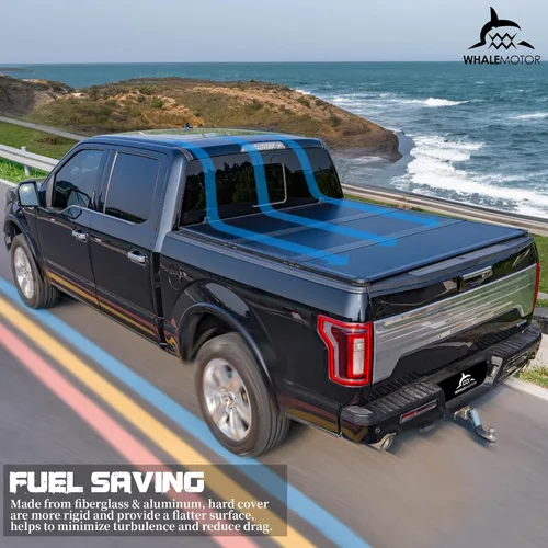 Miniatura 8 de Cubierta rígida de tres pliegues para plataforma de camioneta compatible con Nissan Frontier 2005-2025 de 5 pies de caja corta con o sin riel