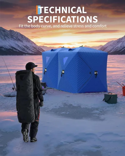 Miniatura 7 de Tienda de campaña de pesca en hielo desplegable para 6-8 personas con configuración desplegable de 60 segundos, aislamiento superior de triple capa