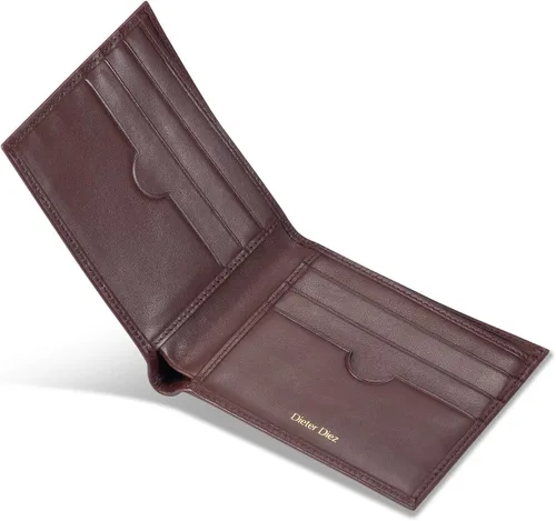 Miniatura 50 de HISCOW Billeteras plegables de cuero de grano completo para hombres, billetera minimalista delgada para hombre, regalos para papá, cumpleaños, día