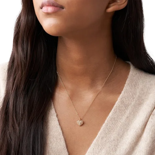 Miniatura 4 de Fossil collar con dije de acero inoxidable en tono rosa dorado para mujer