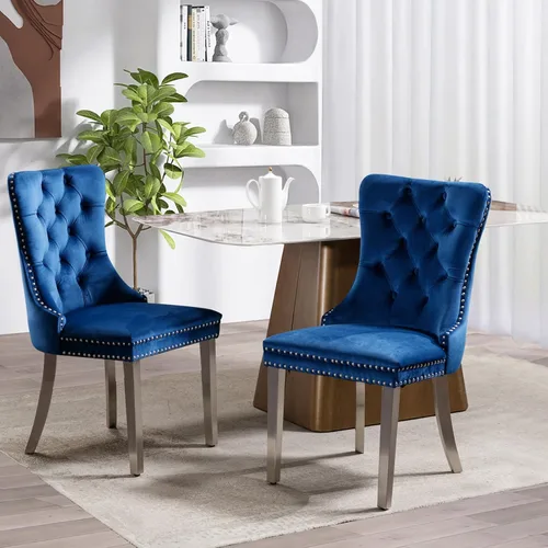 Miniatura 141 de SoarFlash Juego de 4 sillas de comedor de terciopelo, silla lateral de respaldo alto, silla lateral tapizada moderna de alta gama con capitoné