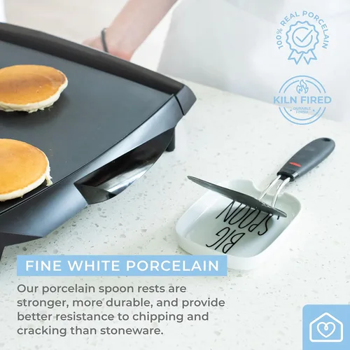 Miniatura 5 de Heartland Home Soporte de cuchara de porcelana para estufa o encimera. Soporte para cuchara de cocina (grande/pequeño). Soporte para utensilios