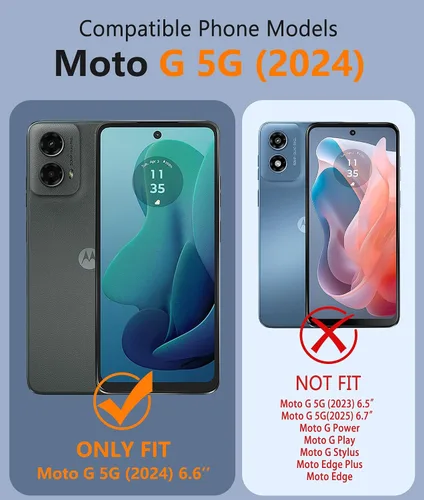 Miniatura 2 de FNTCASE Funda para Motorola Moto G-5G-2024: Funda transparente magnética de protección contra caídas de alto grado, funda antiamarillamiento