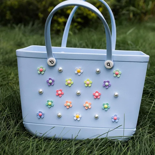 Miniatura 2 de Dijes de Flores Compatibles con Bolsa Bogg y Simply Southern Totes, Accesorios de Dijes Insertables de Perlas para Bolsa