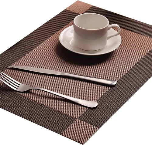 Miniatura 5 de Manteles individuales para mesa de comedor, juego de 6 unidades, resistentes al calor, antideslizantes, de vinilo para cocina y comedor, 18" * 12