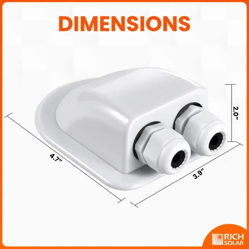 Miniatura 2 de RICH SOLAR Caja solar de doble cable de entrada Glándula Caja de entrada de cable doble solar para RV Remolque Barco Todo Cable Blanco