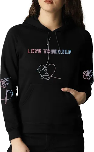 Miniatura 4 de Yuxrytue Sudadera con capucha para mujer y niña, Bangtan Boys K-POP de Jungkook Suga Jin V sin botones con cordón