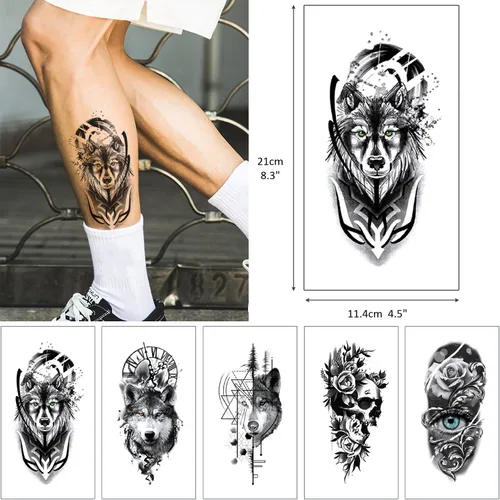 Miniatura 3 de Glaryyears Tatuajes temporales de animales para hombres, mujeres y adultos, paquete de 15 tatuajes falsos grandes, tatuajes realistas de larga