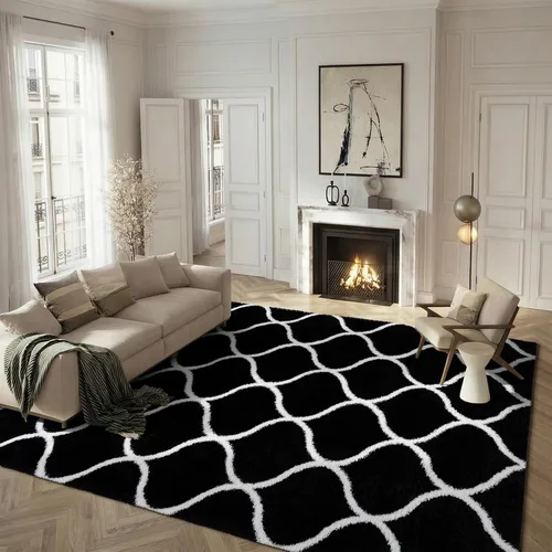 Miniatura 18 de SAFAVIEH Tahoe Shag Collection - Alfombra para pasillo, 2 x 9 pies, color beige y blanco, diseño de enrejado, no desprende pelusa y de fácil