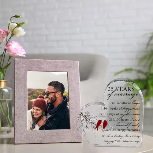 Miniatura 6 de Qunclay Regalo de 10 años de matrimonio Recuerdo de aniversario de boda Corazón Recuerdo de matrimonio Decoración Regalo para pareja padres mujeres