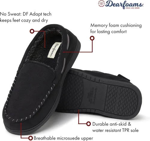 Miniatura 4 de Dearfoams Mocasines Keaton de espuma viscoelástica para hombre con anchos anchos