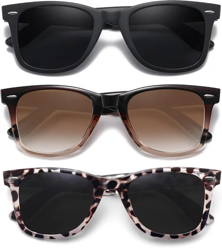 MEETSUN Lentes de sol polarizados retro para mujeres y hombres, lentes de espejo clásicos para conducción, 100% protección UV (paquete de 3)