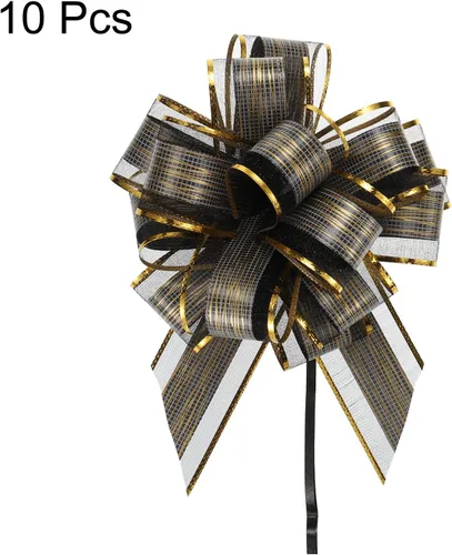 Miniatura 3 de MECCANIXITY 10 lazos grandes de organza de 7 pulgadas para envolver regalos, cintas de organza color negro para cestas de boda, regalos de fiesta
