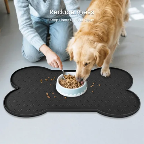 Miniatura 8 de PWTAA Tapete para Comida de Perros Antideslizante de Silicona, Tapete para Tazón de Perro más Grueso, Mantel Individual para Mascotas Impermeable