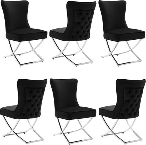 Miniatura 27 de LOULENS Elegance - Juego de 2 sillas de comedor de terciopelo, lujosas sillas de comedor tapizadas acolchadas, sillas decorativas de terciopelo real