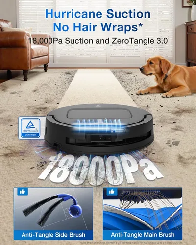 Miniatura 4 de ECOVACS DEEBOT T80 Omni Robot Aspirador y trapeador, succión de 18,000 Pa, fregona con rodillo OZMO con TruEdge, cepillo sin enredos, navegación AI