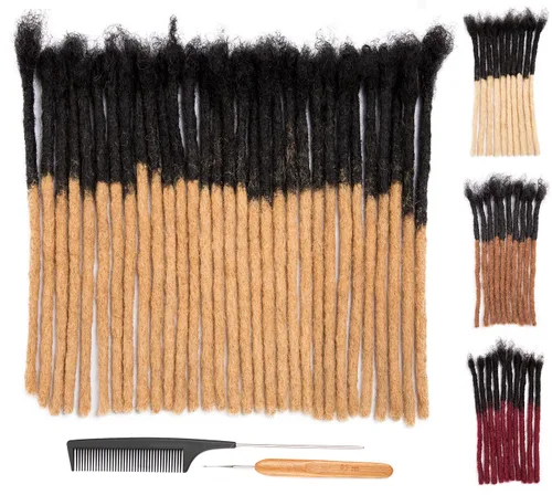 Miniatura 50 de DAIXI 0.2cm y 0.4cm y 0.6cm y 0.8cm de grosor 4-18 pulgadas 10 hebras extensiones de rastas de cabello humano 100% real para hombres/mujeres
