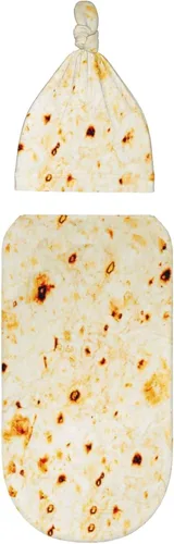 Miniatura 8 de Burrito Taco Tortilla Manta para recién nacido con juego de gorro, suave y elástica, manta de bebé, regalo divertido para baby shower de niños
