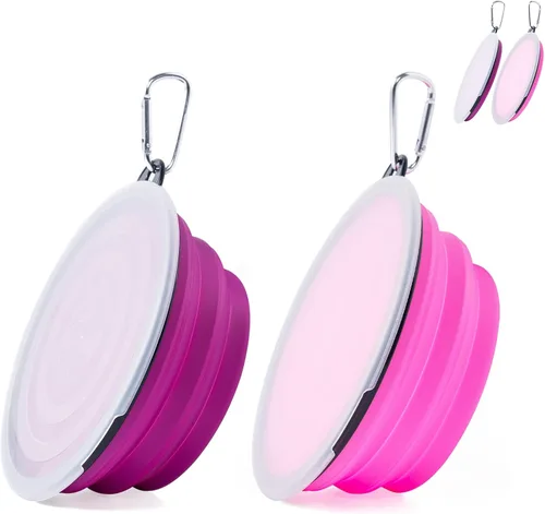 Miniatura 15 de SLSON Comedero plegable para mascotas, paquete de 2 cuencos para perros con tapas de cubierta, cuenco portátil plegable para agua para gatos