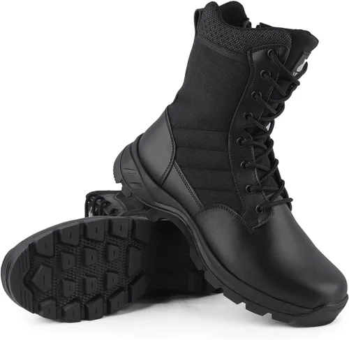 Miniatura 8 de Botas tácticas militares ligeras para hombres, duraderas YKK con cremallera lateral para policía, ejército, combate, selva, transpirables, cómodas
