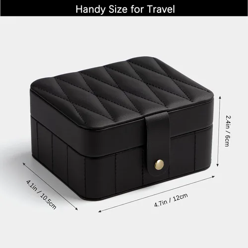 Miniatura 5 de KAMIER Organizador de viaje de joyería cajas de joyería portátiles de cuero acolchado con diamantes para mujeres y niñas organizador pequeño