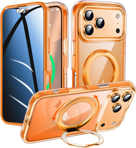 Miniatura 26 de Funda de privacidad para iPhone 17 Pro Max con soporte de 360° [protector de pantalla antiespía integrado] [anillo magnético] protección de cuerpo