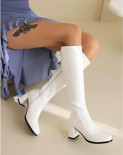 Miniatura 4 de Botas Gogo para mujer, botas blancas hasta la rodilla de los años 70