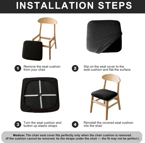 Miniatura 4 de Genina Fundas de asiento impermeables para sillas de comedor, fundas de asiento de silla de comedor, fundas de asiento de cocina, fundas de asiento