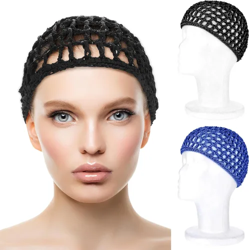 Miniatura 14 de WLLHYF Gorros de Peluca para Cabello Grueso y Largo, Gorros Ajustables de Red Malla Trenzada para Tejer, Hacer Crochet, Coser, Tejido de Red