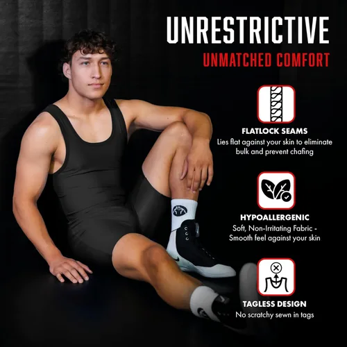 Miniatura 3 de Matman Edge Wrestling Singlet Hombres Niños Spandex Levantamiento de Pesas Color Sólido