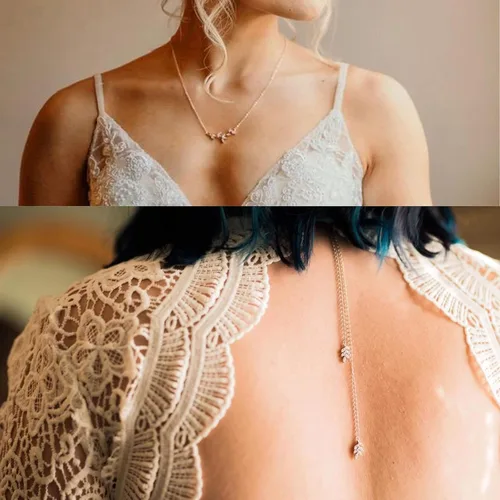 Miniatura 4 de SWEETV Collar de cristal para novia de boda para novias, collar con colgante de espalda delicada de vid de circonita cúbica para mujer, regalo