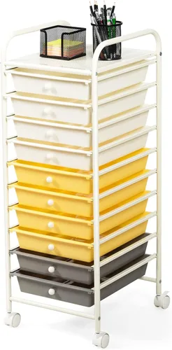 Miniatura 11 de Carrito de almacenamiento con ruedas de 15 cajones, carrito de almacenamiento móvil con ruedas bloqueables para manualidades, herramientas, Negro