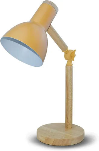 Lámparas LED de escritorio para oficina en casa, lámpara de mesa amarilla regulable de 3 colores para dormitorio, luces de escritorio de madera para