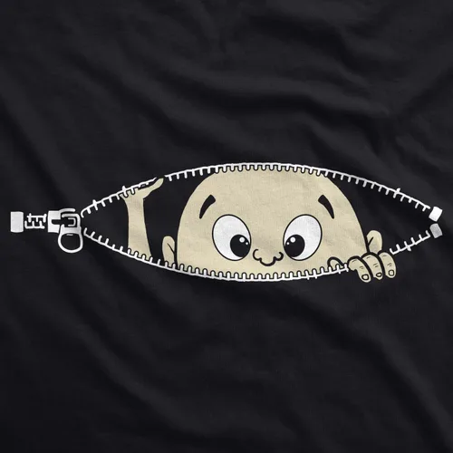 Miniatura 3 de Remera para futura mamá, con diseño simpático de bebé asomándose. Remera simpática para futura mamá.