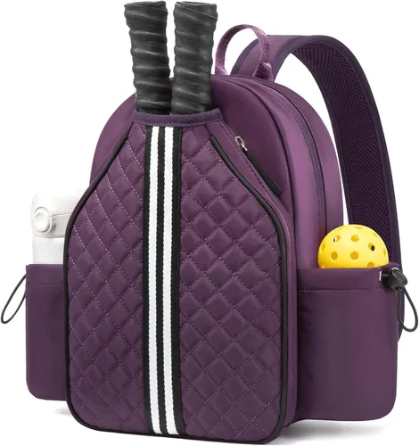 Mochilas de pickleball Sucipi para mujeres: ligeras, de hombro y elegante mochila estilo acolchado con bolsa para raqueta de pickleball Púrpura Royal