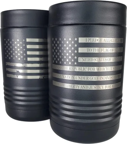 Miniatura 11 de Betsy Ross - Enfriador de latas aislado de acero inoxidable de doble pared con bandera y bandera estadounidense, capacidad para latas de 12 o 16