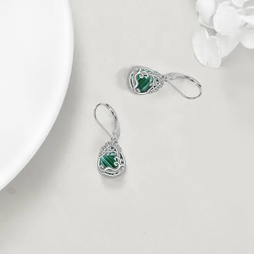 Miniatura 284 de Aretes colgantes con forma de lágrima de filigrana de piedra lunar de plata de ley 925 con cierre de palanca para mujer, regalos de joyería