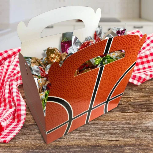 Miniatura 4 de ArtCreativity Bolsas de regalo de fiesta de baloncesto para dulces, galletas y deportes, cajas de recuerdos de fiesta temática de deportes, paquete