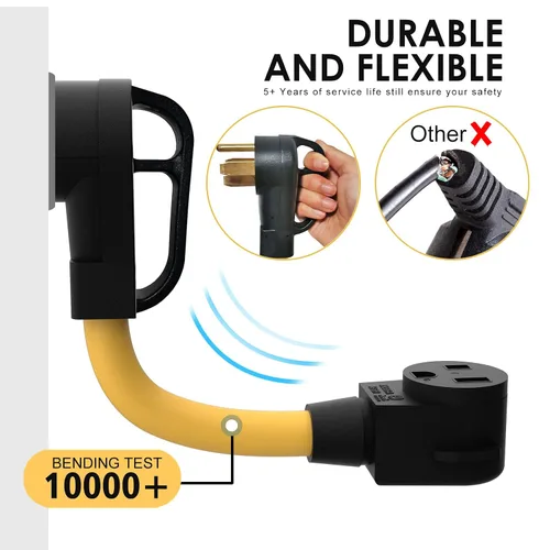 Miniatura 6 de Cable adaptador para soldador resistente, NEMA 14-50P macho a 6-50R hembra, 50 amperios, STW 6 AWG, 250 V RV 12500 vatios 12 pulgadas